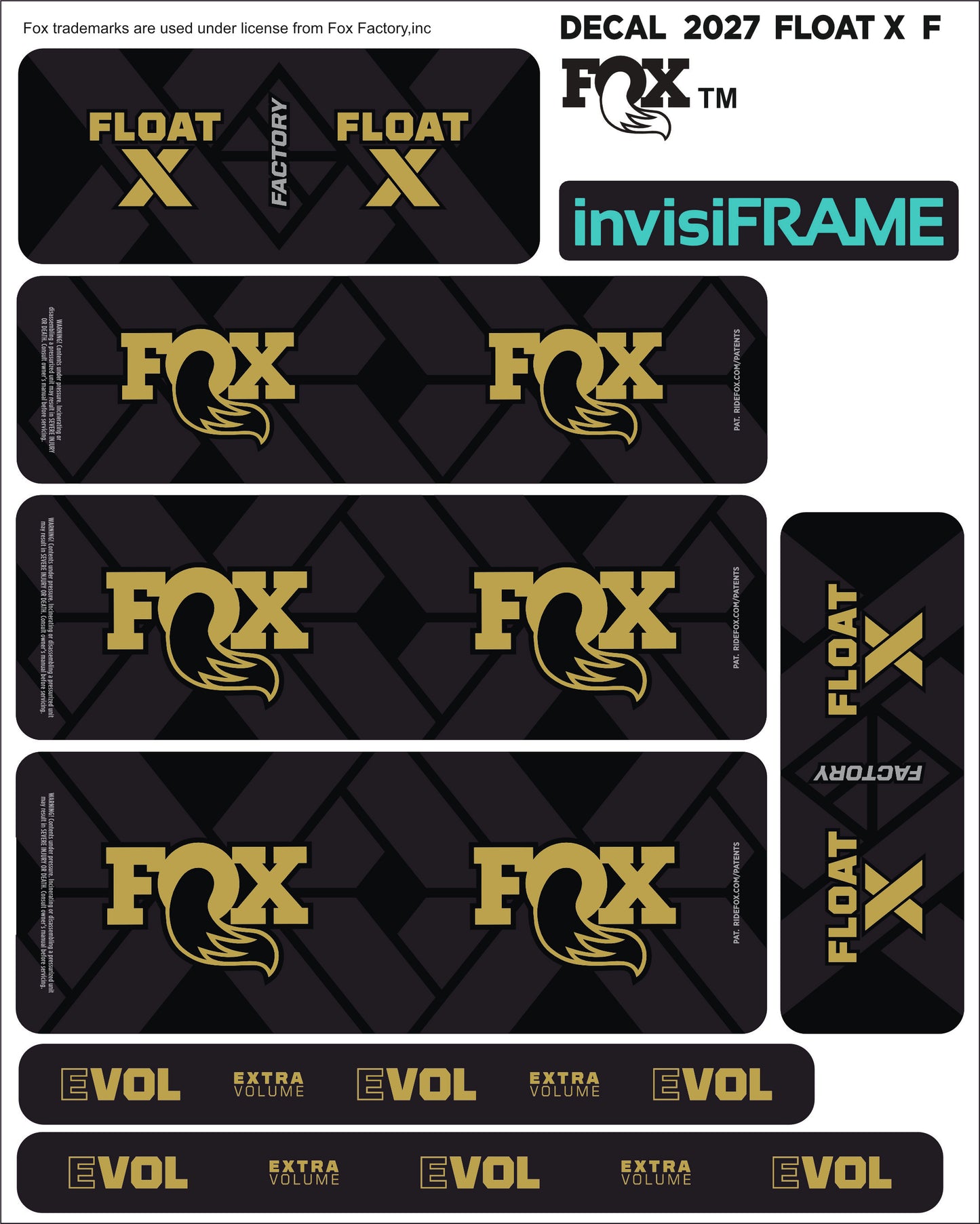 Fox Float X Factory 2027 Decals