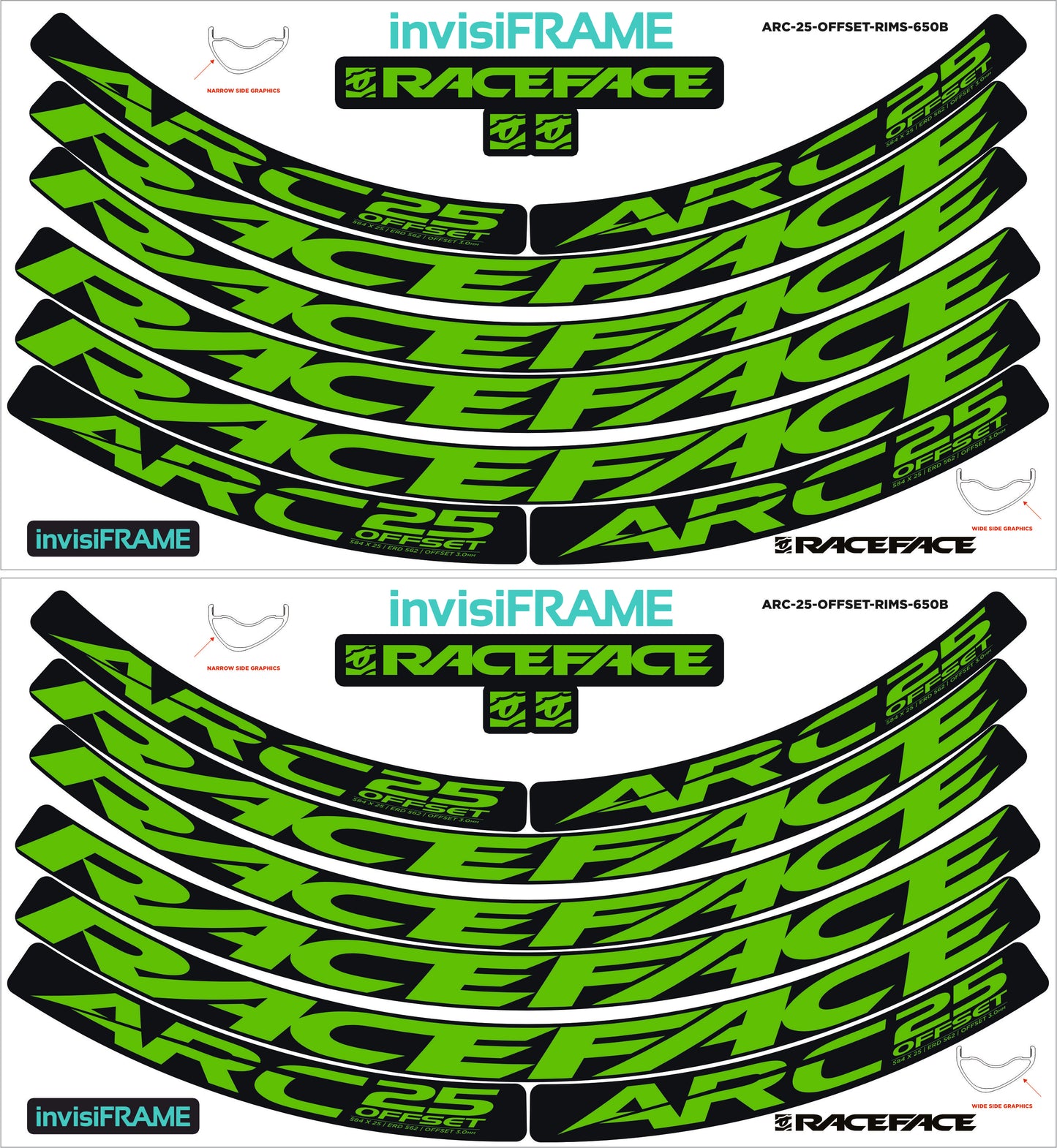 Raceface ARC 25 Offset 27.5 Decals