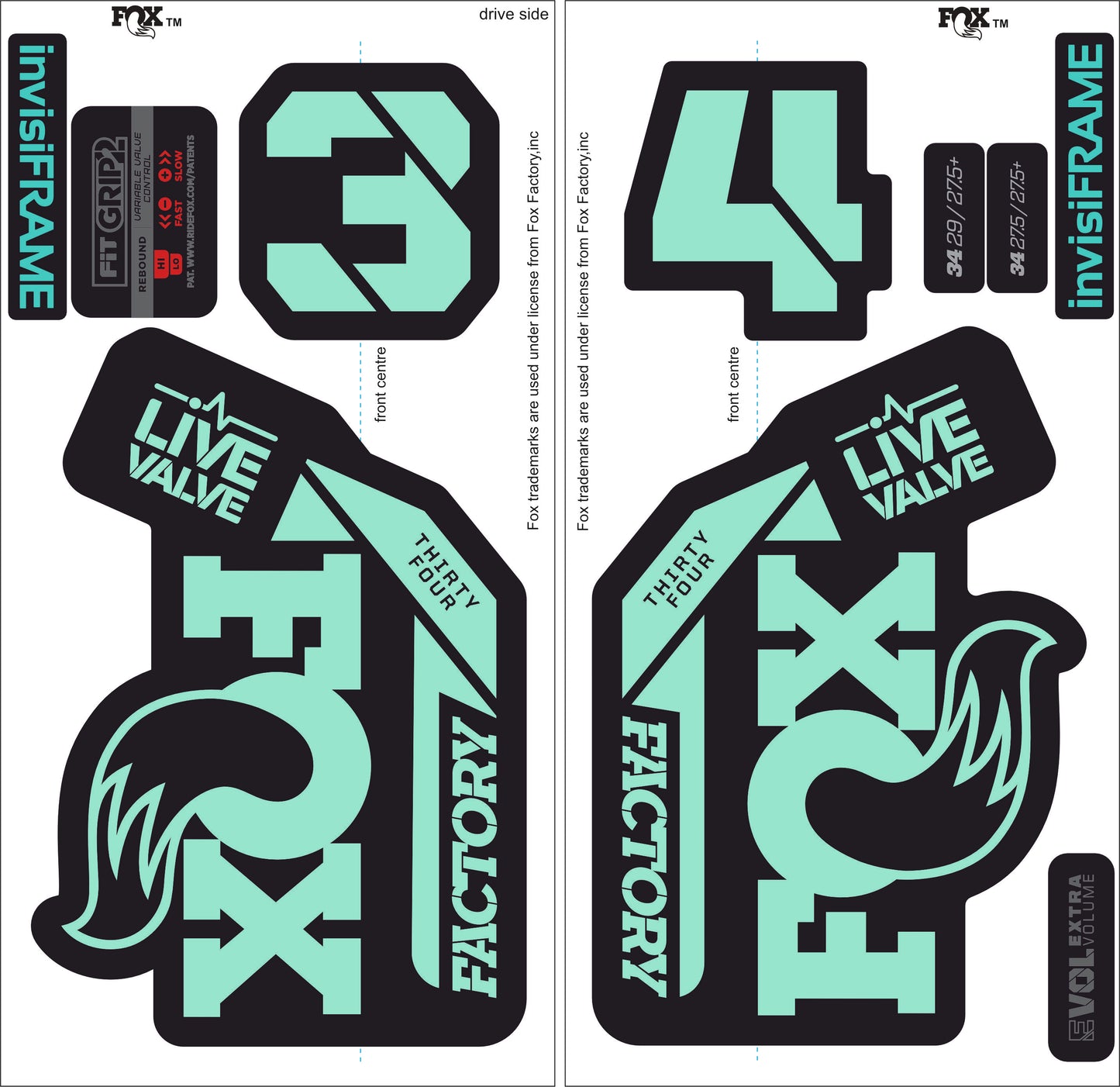 Fox 34 Factory LIVE VALVE 2021 Decals