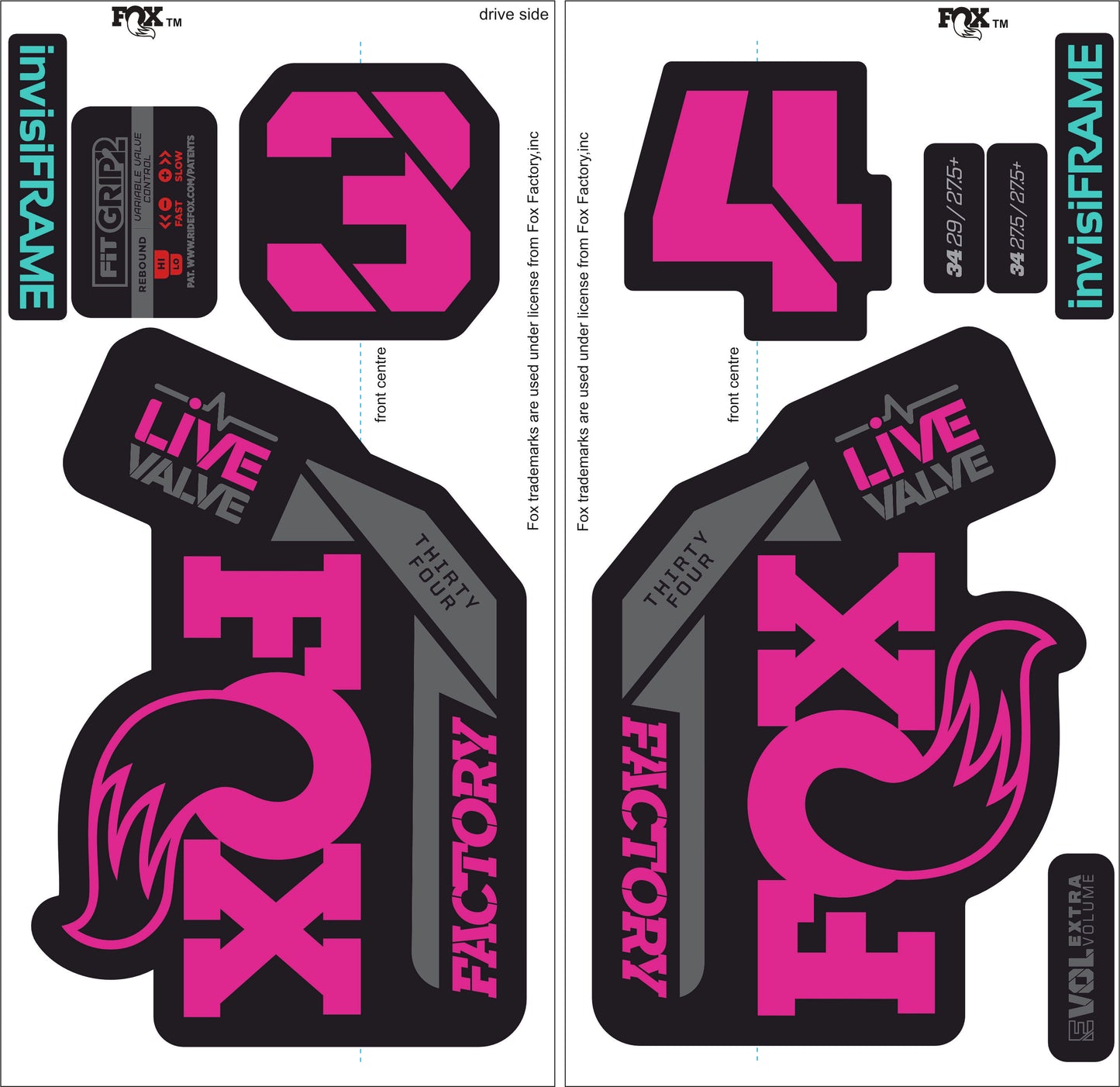 Fox 34 Factory LIVE VALVE 2021 Decals