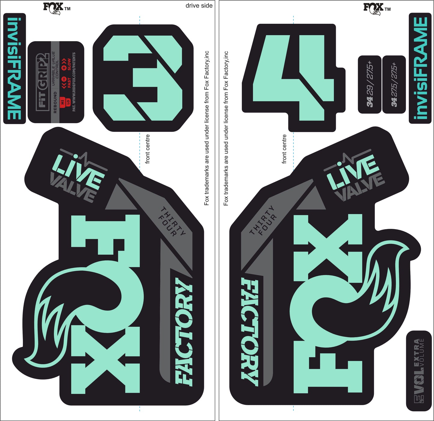 Fox 34 Factory LIVE VALVE 2021 Decals