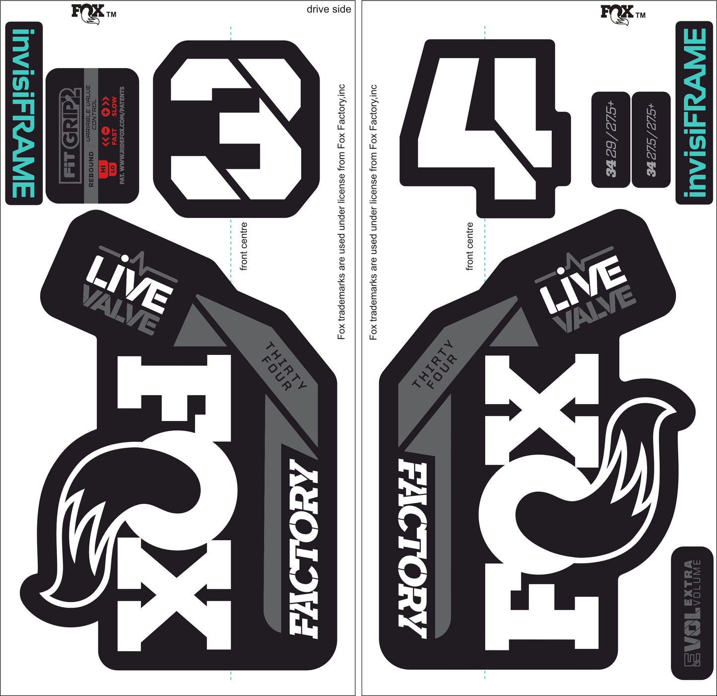 Fox 34 Factory LIVE VALVE 2021 Decals