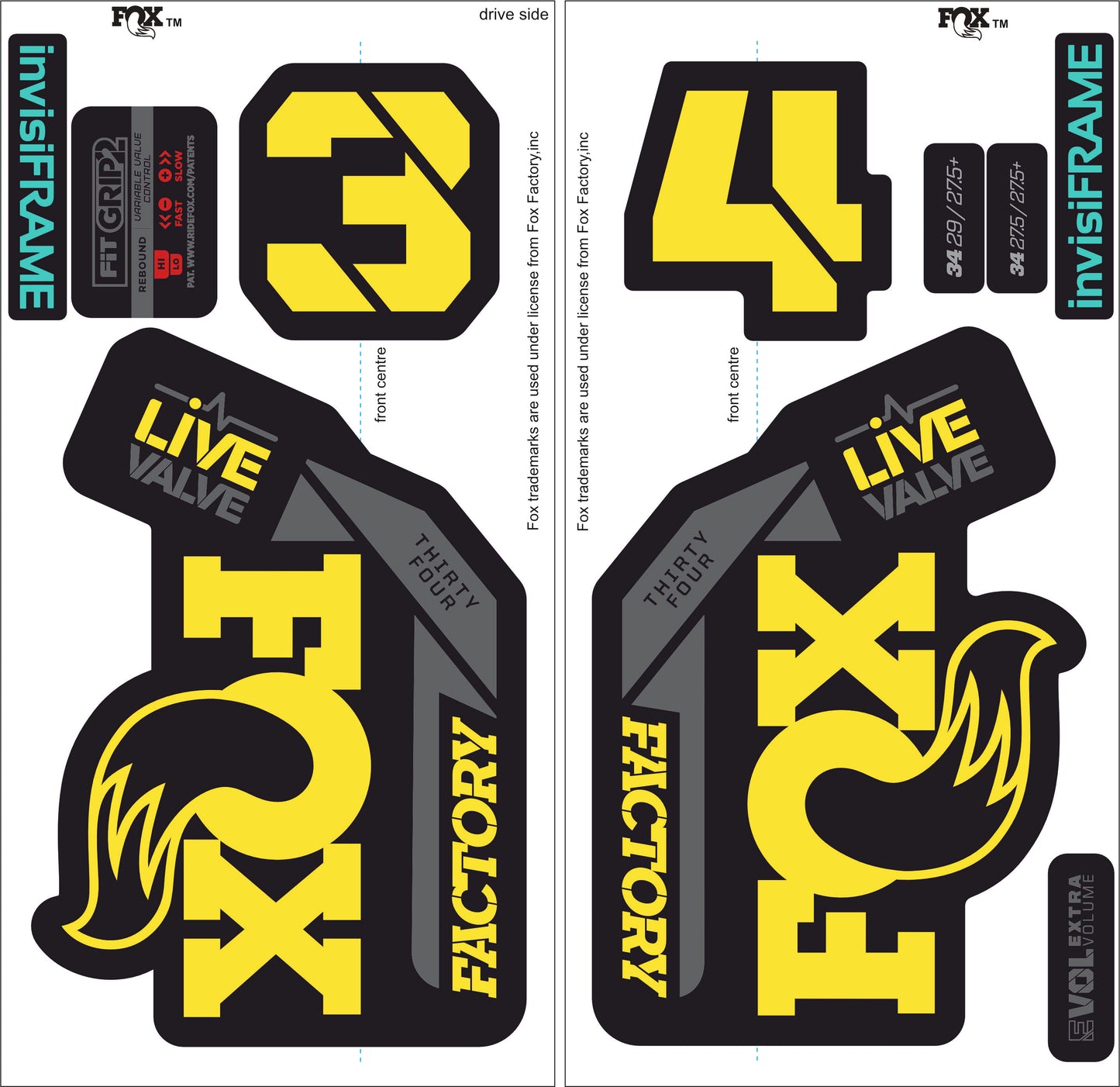 Fox 34 Factory LIVE VALVE 2021 Decals