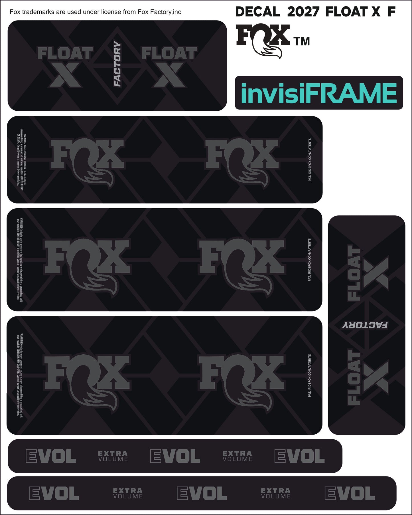 Fox Float X Factory 2027 Decals