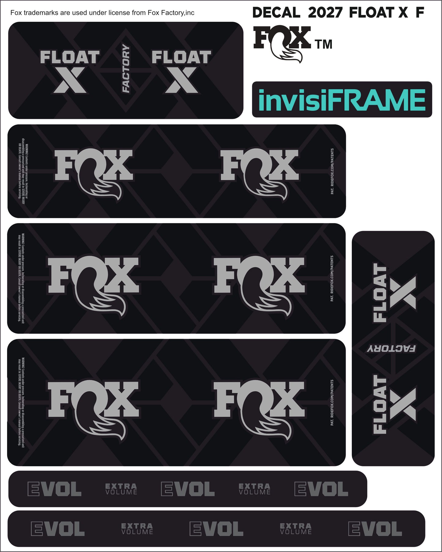 Fox Float X Factory 2027 Decals