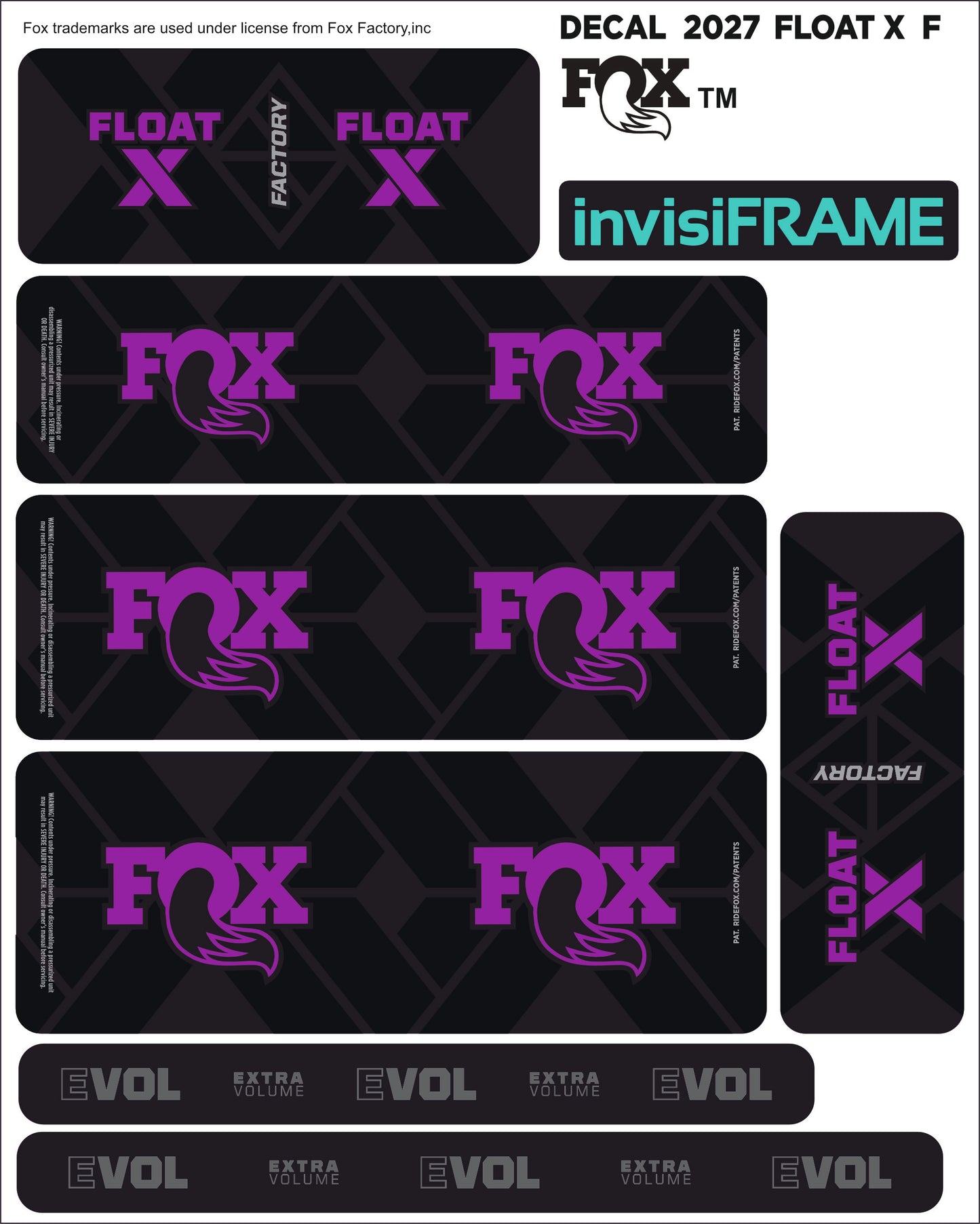 Fox Float X Factory 2027 Decals