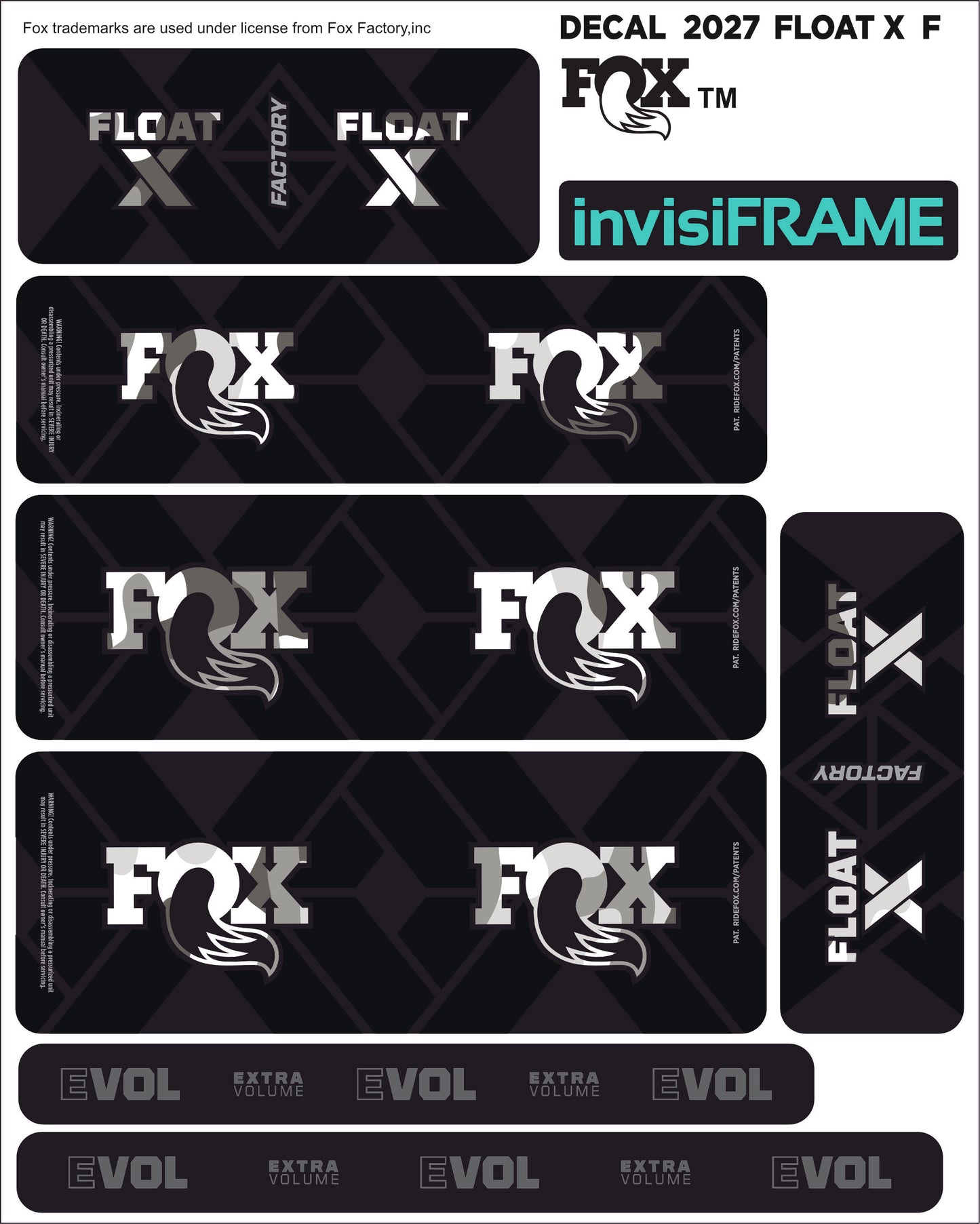 Fox Float X Factory 2027 Decals