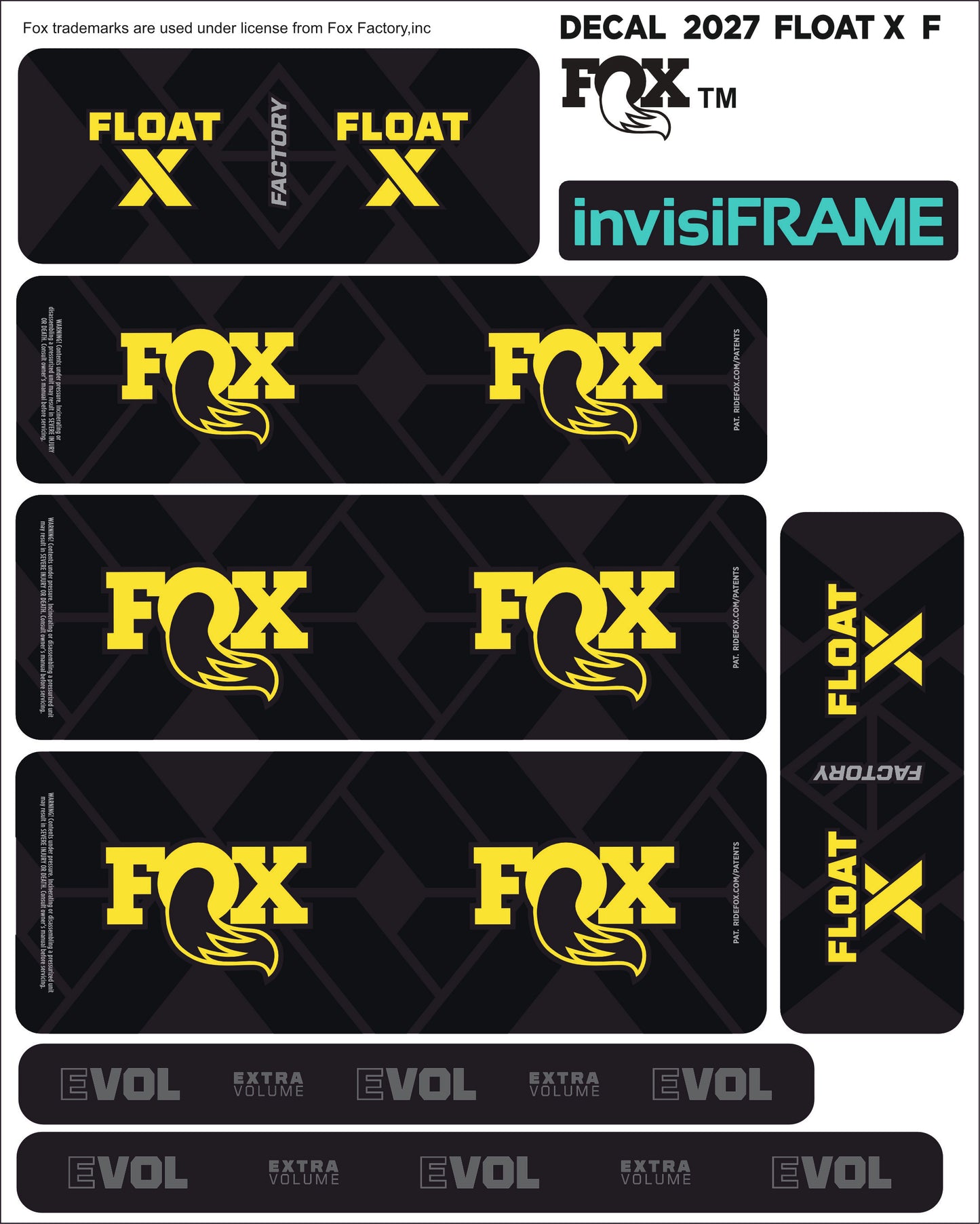 Fox Float X Factory 2027 Decals