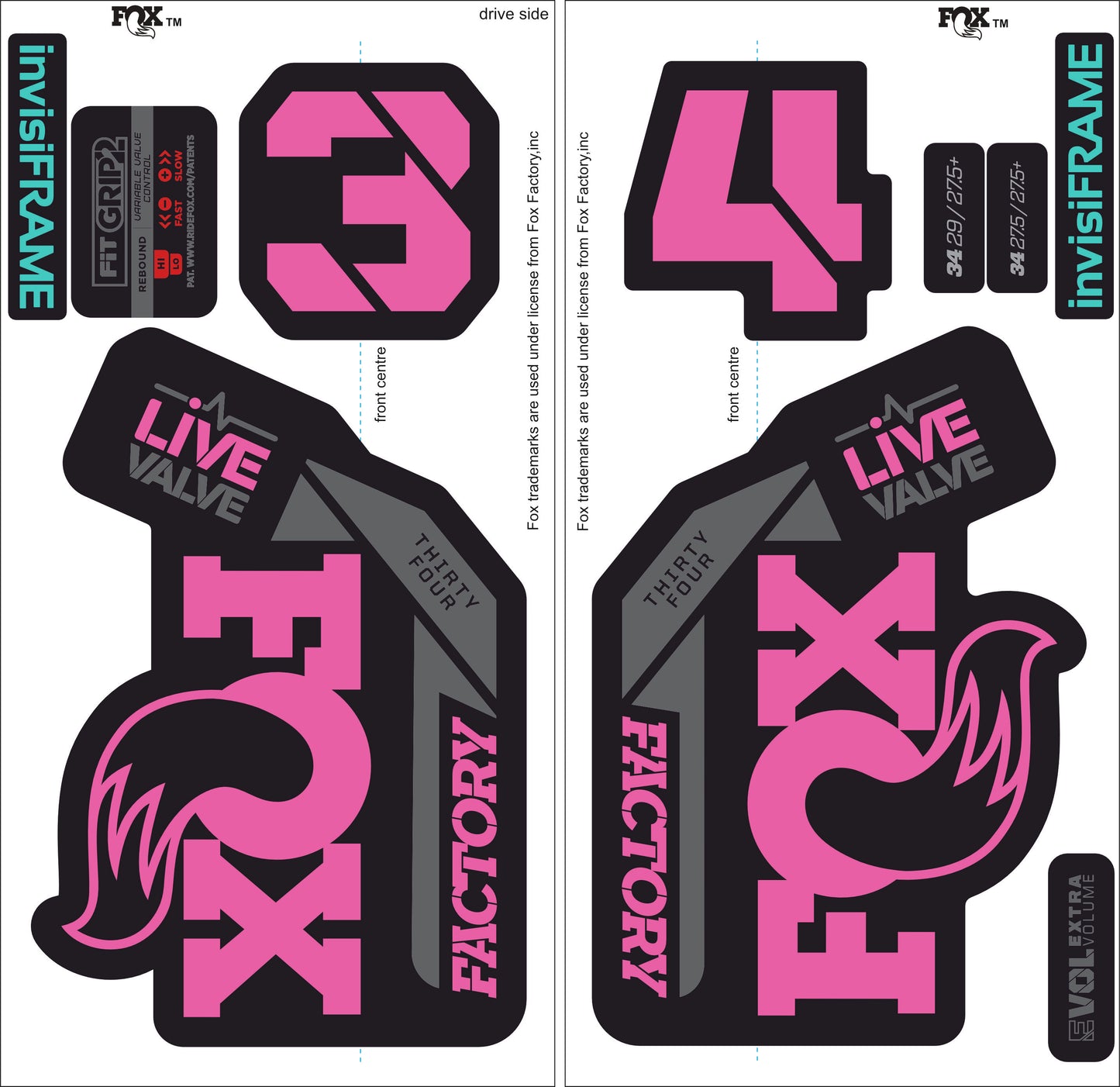 Fox 34 Factory LIVE VALVE 2021 Decals