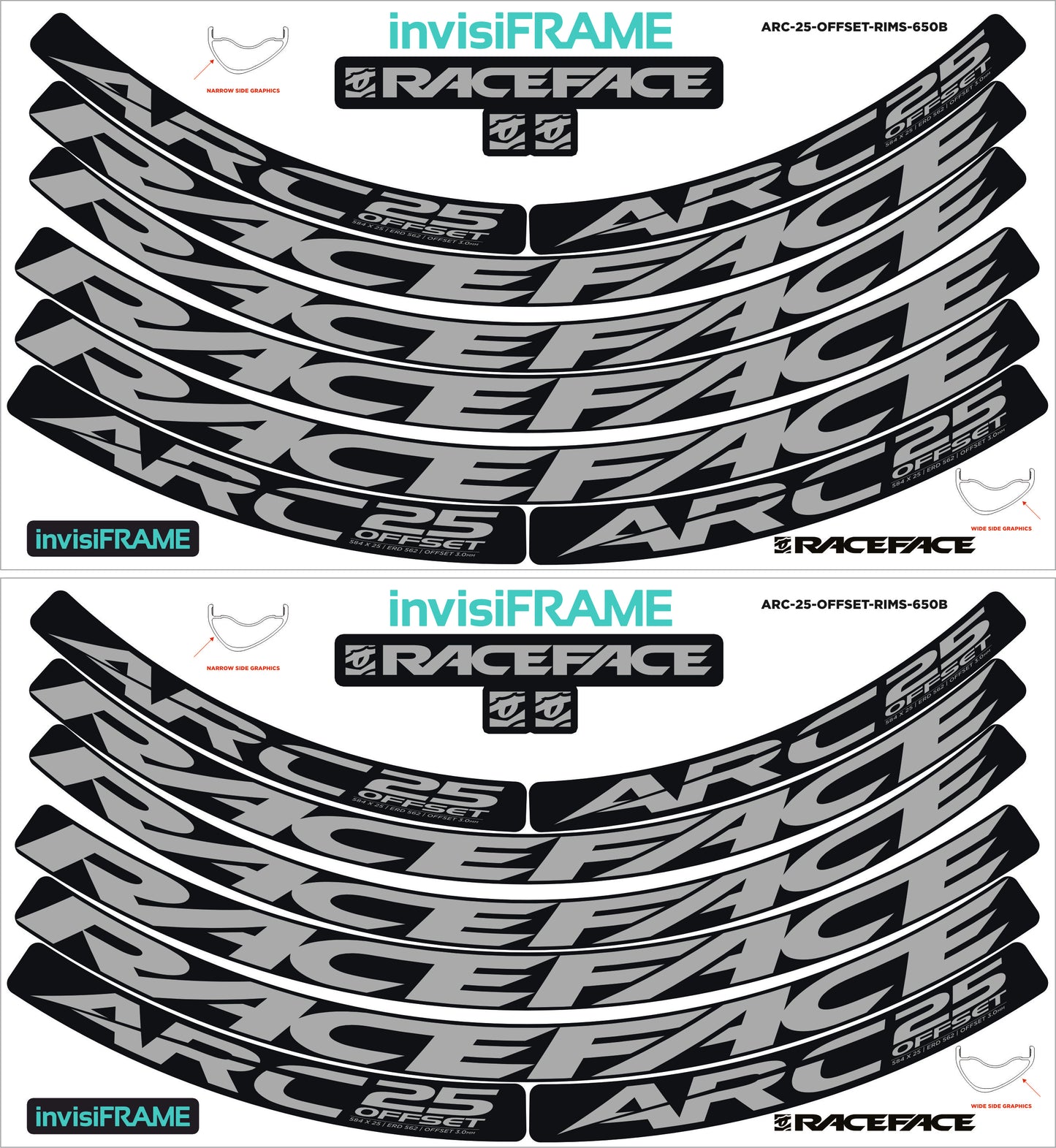 Raceface ARC 25 Offset 27.5 Decals