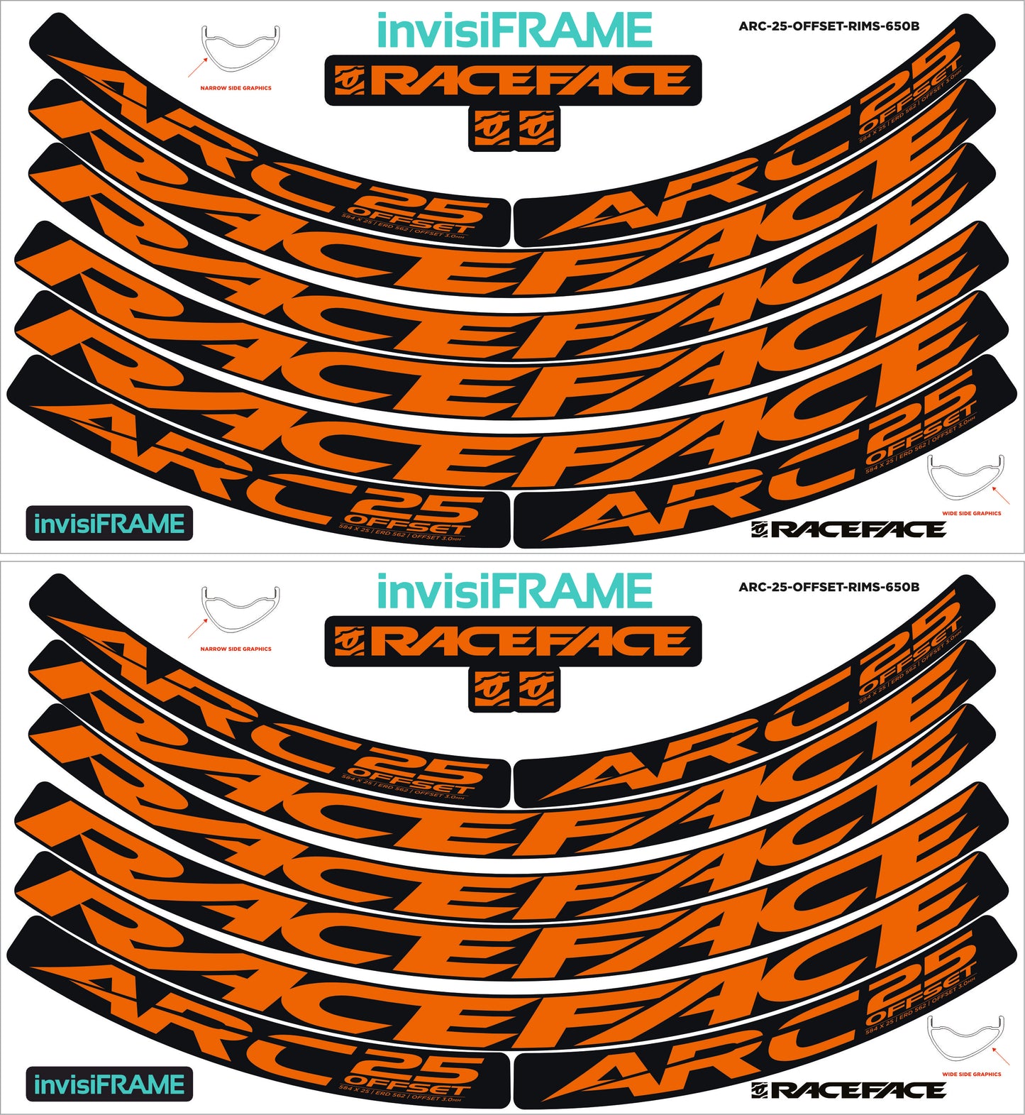 Raceface ARC 25 Offset 27.5 Decals