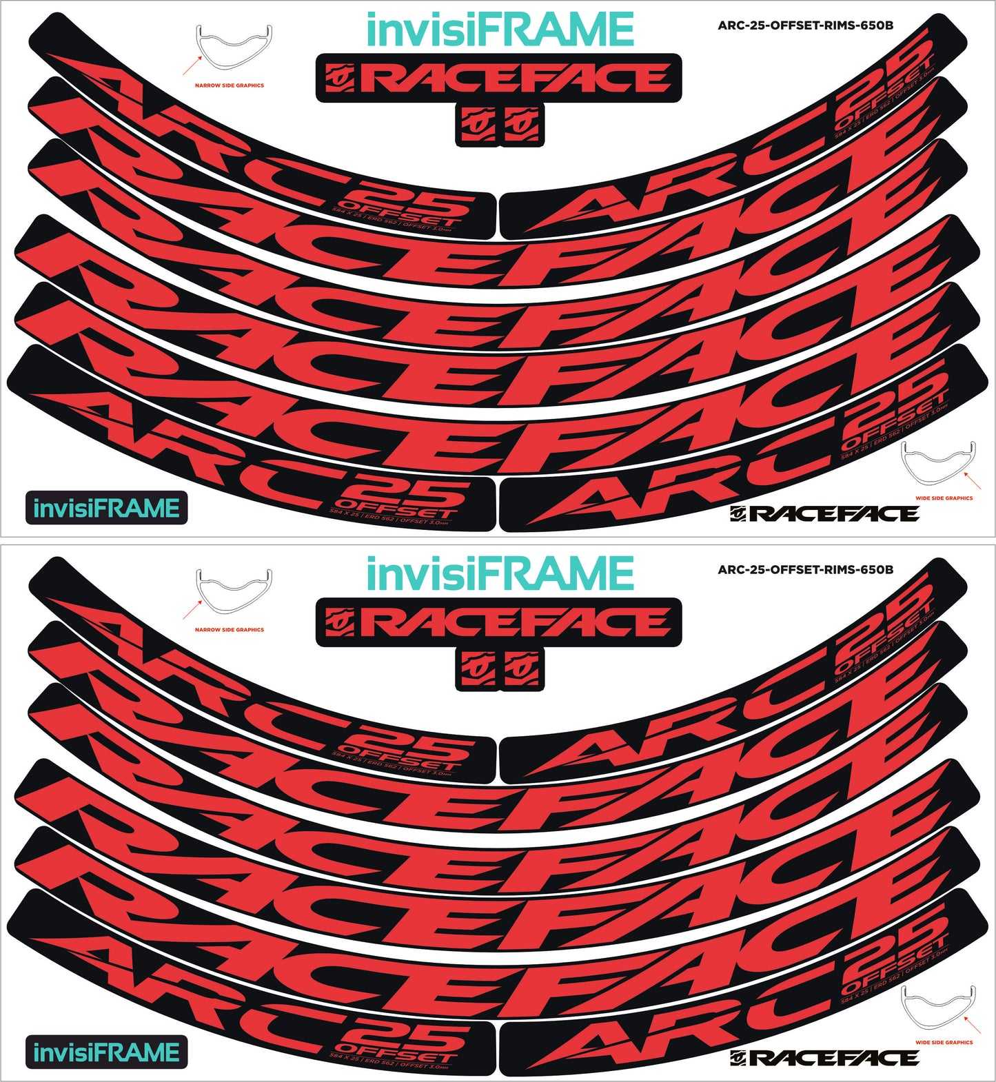 Raceface ARC 25 Offset 27.5 Decals