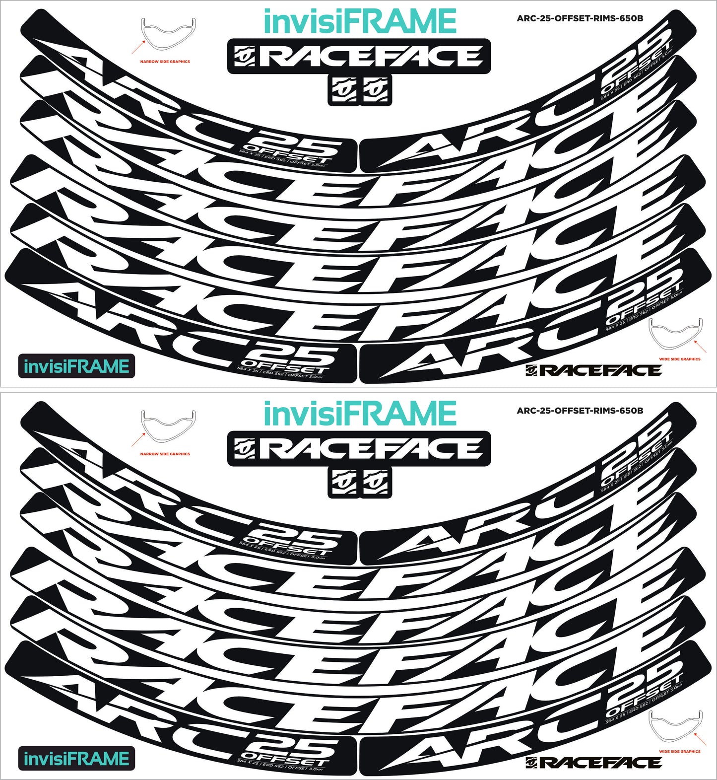 Raceface ARC 25 Offset 27.5 Decals