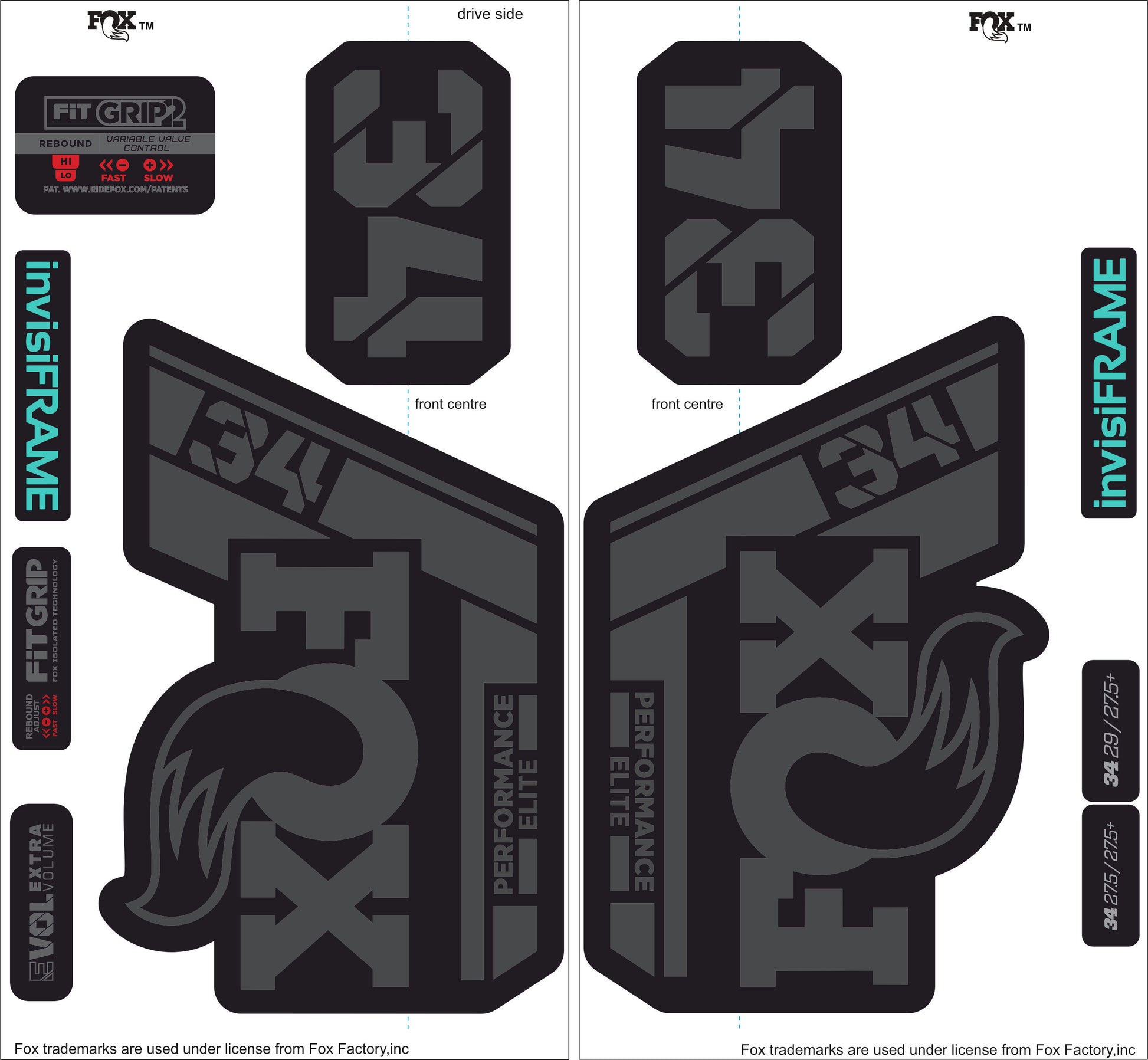 Autocollants Déco Fox 34 Performance 2021 - Kit Stickers Fourche VTT (Or Mat) Stickers Fox Performance Series Autocollants Déco Fox 34 Performance 2021 - Kit Stickers Fourche VTT (Or Mat) Stickers Fox Performance Series