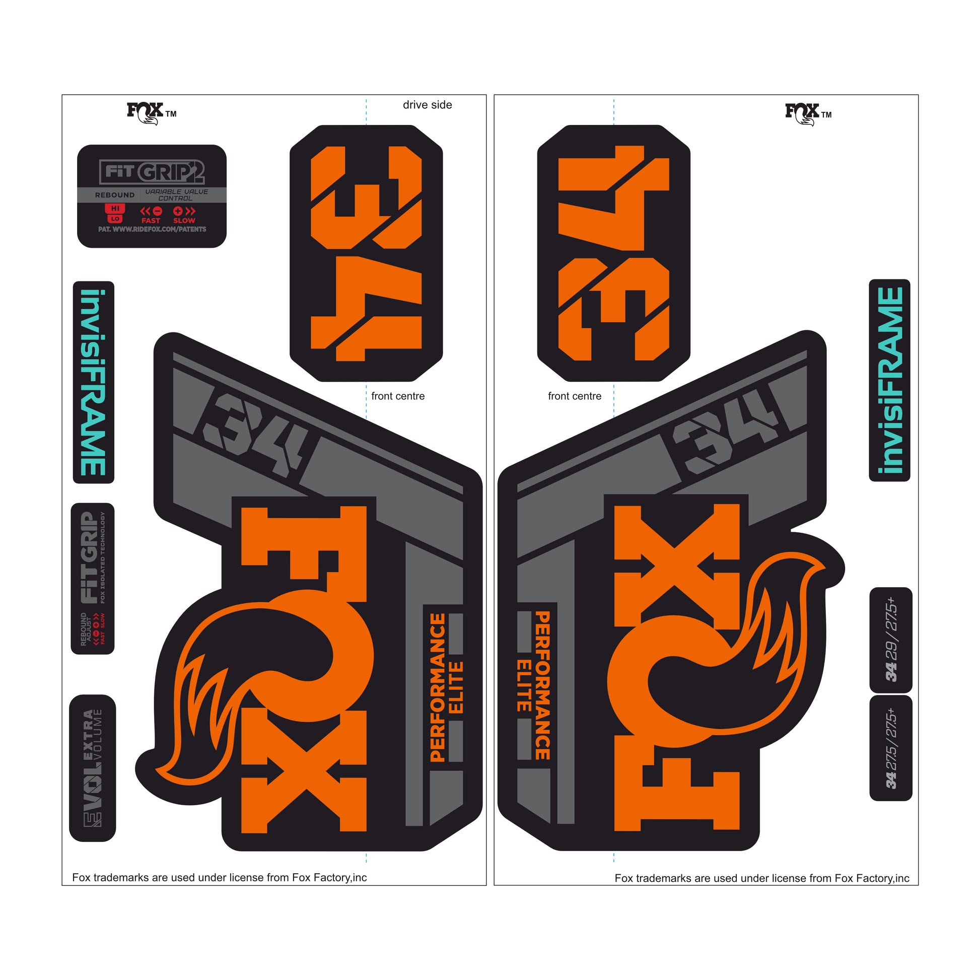 Slik Graphics Fox Mtb Decals Fox 34 Performance Elite 2021 Decals
