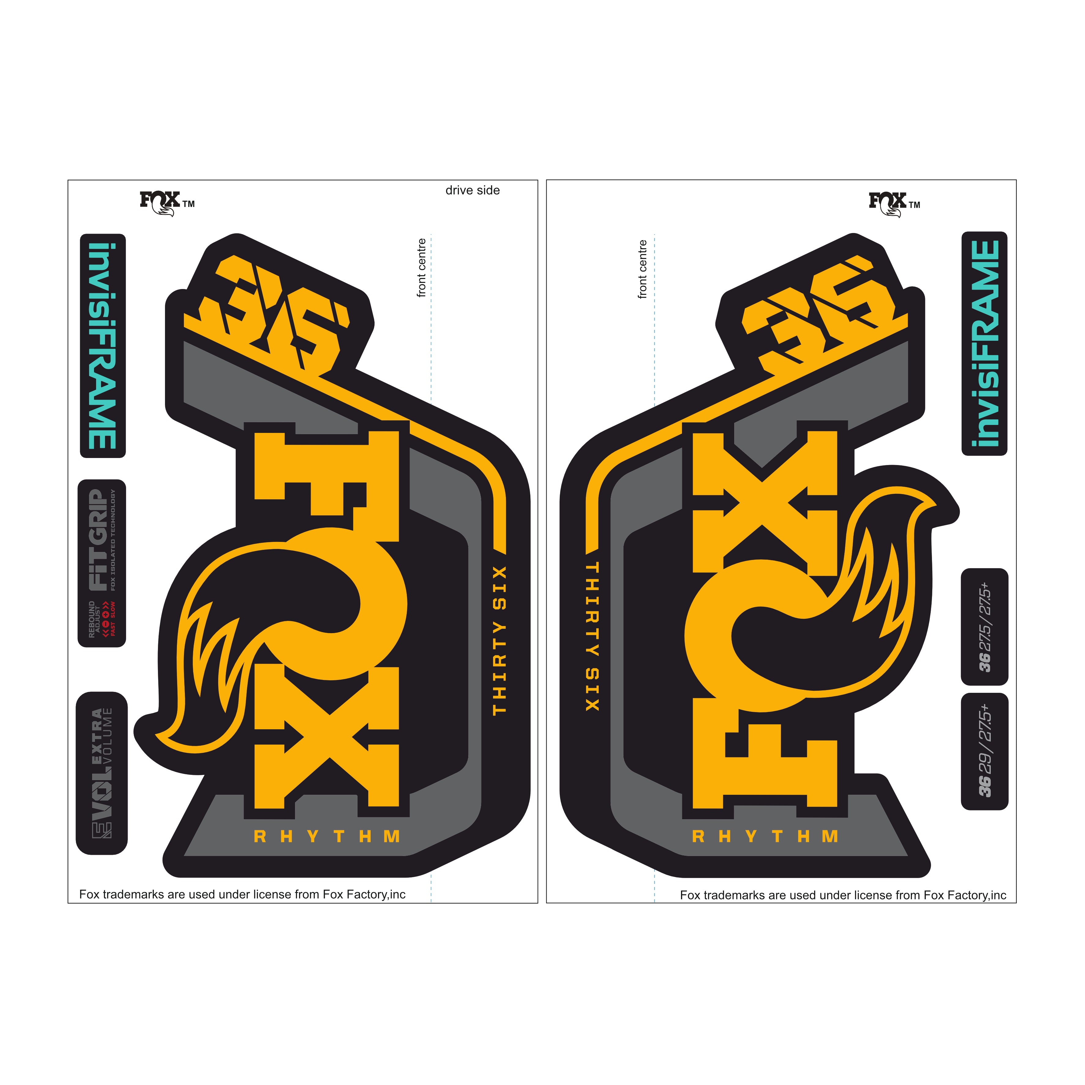 Autocollant de rechange pour fourche Fox 36 2021 Rhythm Autocollant de rechange pour fourche Fox 36 2021 Rhythm